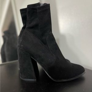 Asos Black Chunky Heeled Sock Boots